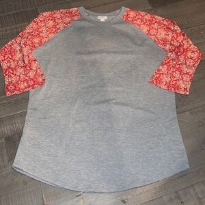 5/$25 LuLaRoe Randy Gray/Red Floral Top Size Large